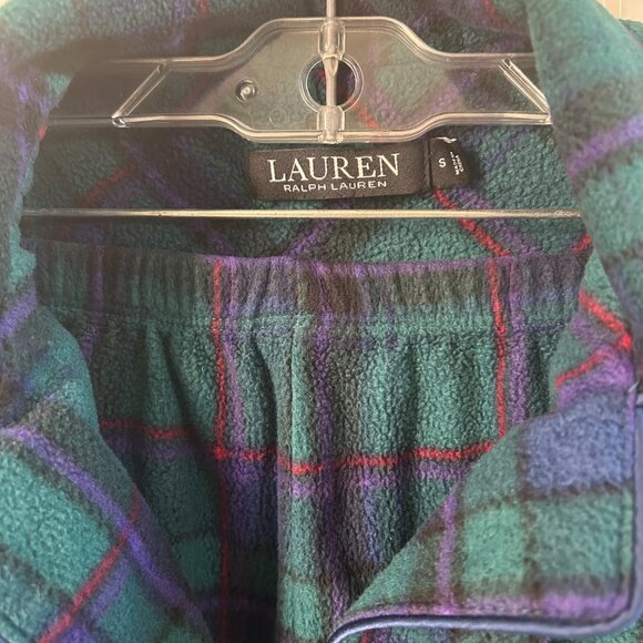 Lauren Ralph Lauren RLL Pajama Set SZS Embroidered Logo Green Plaid 2 piece Set - Picture 4 of 5